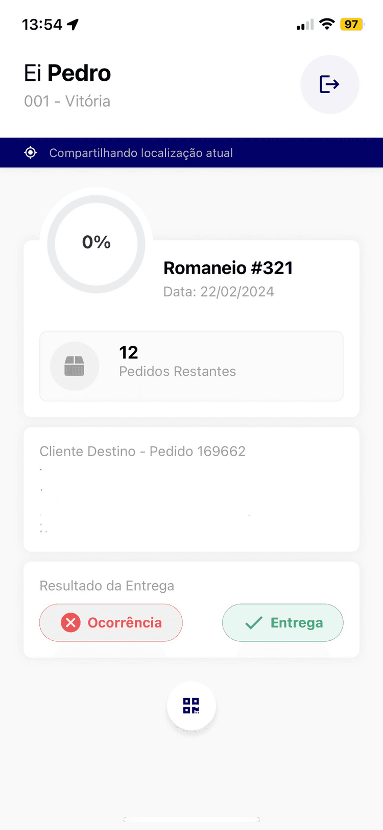 Tela inicial do aplicativo Meu Rastreio