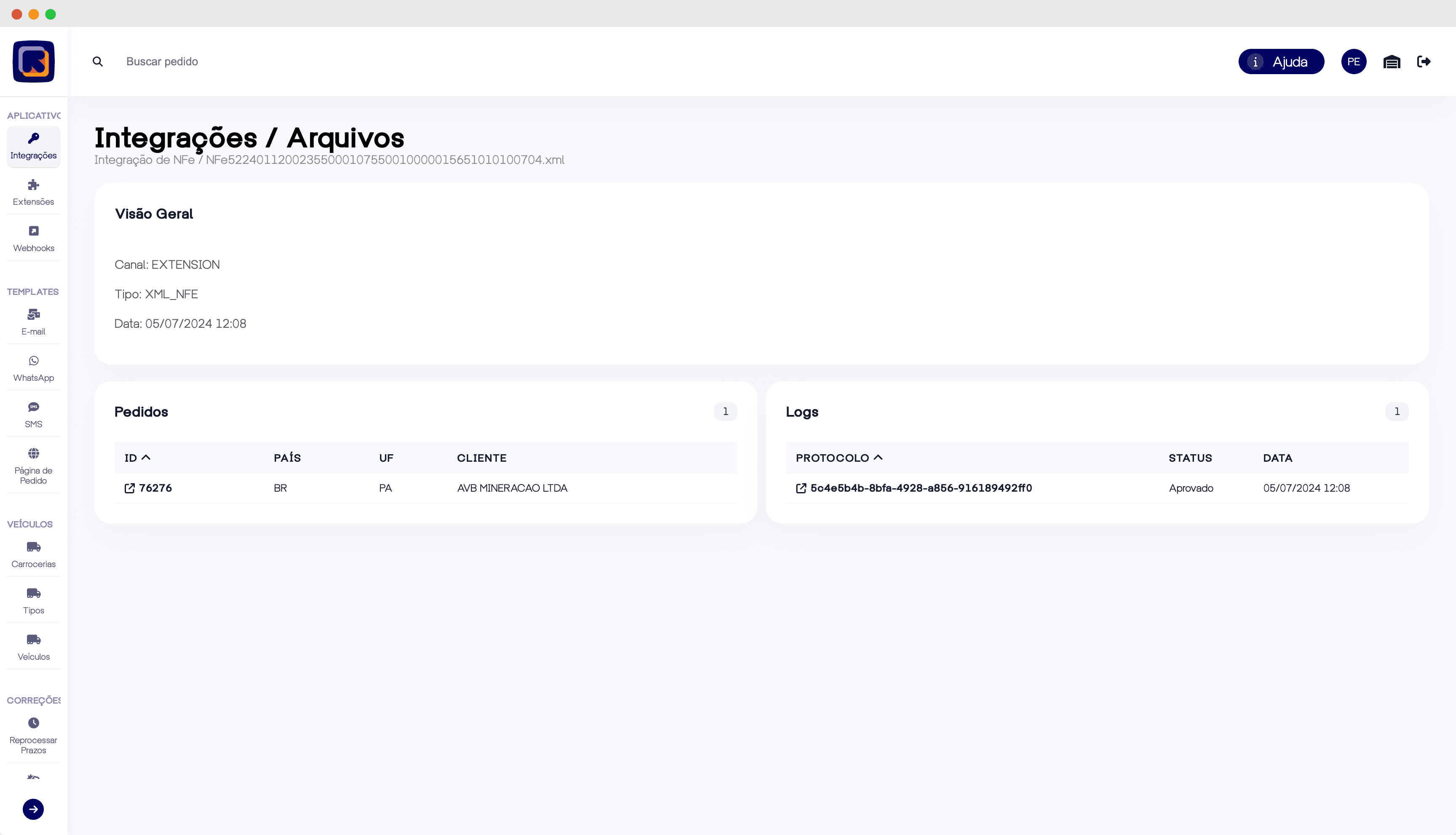 Resultado de los archivos